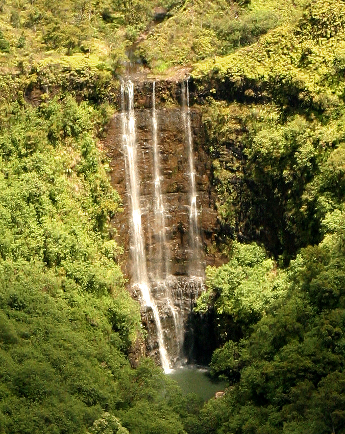 Hanalei-Falls-close-up Hanalei Valley waterfall on Kauai, Hawaii